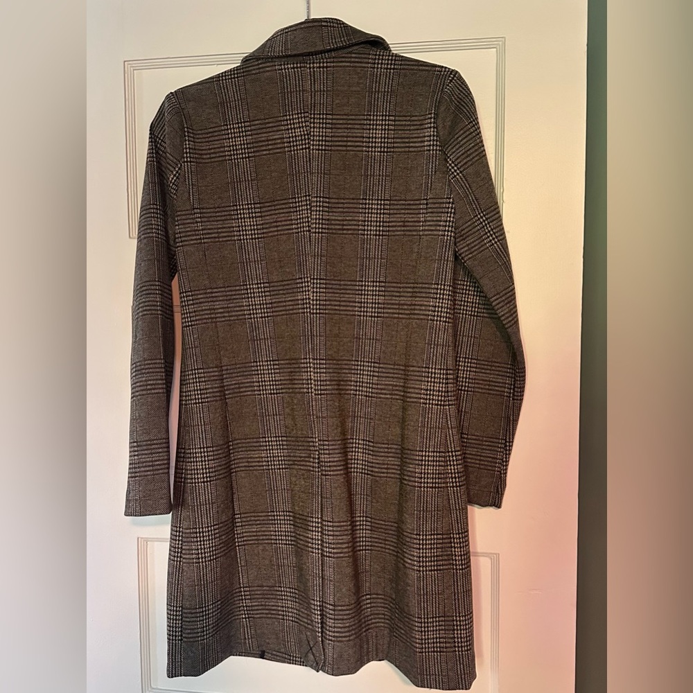 Glen Plaid Long Anthro Blazer - Grey/Cream/Black- XS- Boho Academia/Old World - Picture 5 of 11
